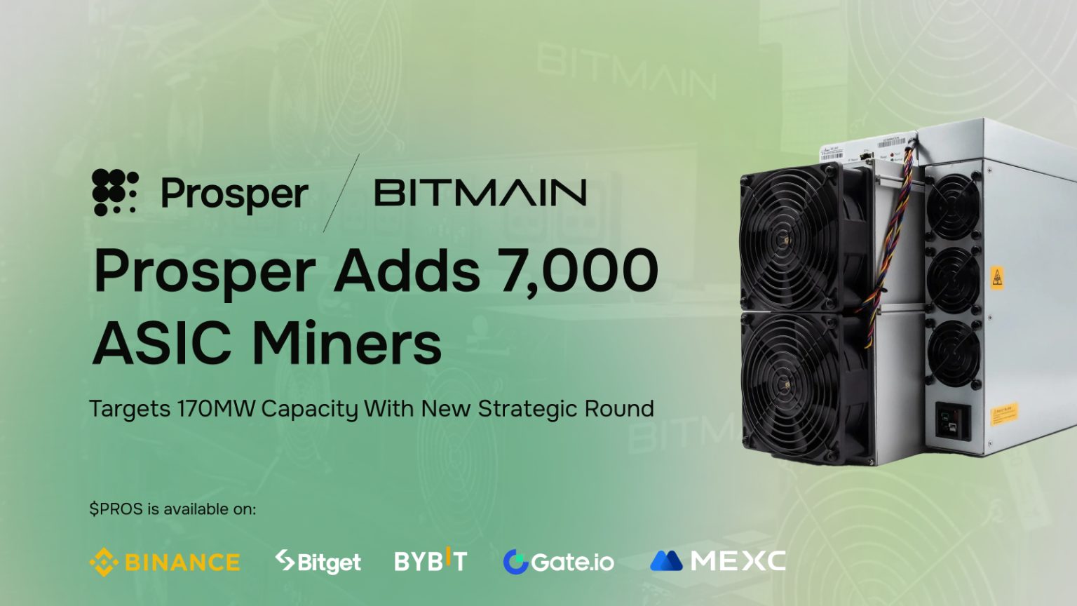 Prosper Acquires 7,000 ASIC Miners From BITMAIN And Secures Strategic Funding To Democratize Bitcoin Mining